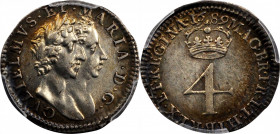 William III & Mary II to George II (1688-1760)

GREAT BRITAIN. 4 Pence, 1689. London Mint. William & Mary. PCGS MS-62 Gold Shield.

S-3439; KM-471...