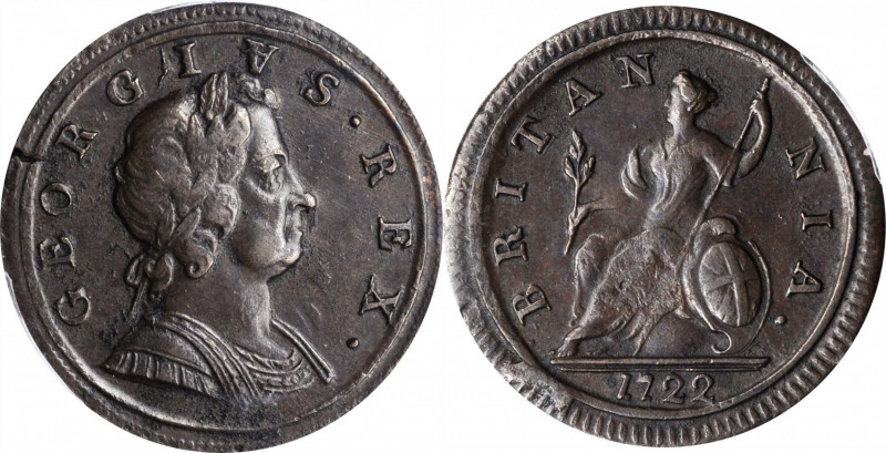 William III & Mary II to George II (1688-1760)

GREAT BRITAIN. 1/2 Penny, 1722...