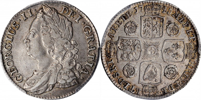 William III & Mary II to George II (1688-1760)

GREAT BRITAIN. Shilling, 1743....