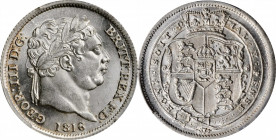 George III (1760-1820)

GREAT BRITAIN. Shilling, 1816. London Mint. George III. PCGS MS-65 Gold Shield.

S-3790; KM-666. Tremendously brilliant an...
