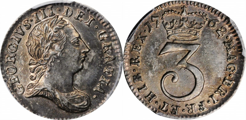 George III (1760-1820)

GREAT BRITAIN. 3 Pence, 1762. London Mint. George III....