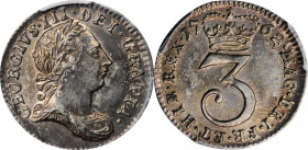 George III (1760-1820)

GREAT BRITAIN. 3 Pence, 1762. London Mint. George III. PCGS AU-58 Gold Shield.

S-3753; KM-591. Presenting a rather alluri...