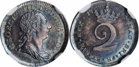 George III (1760-1820)

GREAT BRITAIN. Maundy 2 Pence, 1784. London Mint. George III. NGC MS-65.

S-3756; KM-595. Incredibly toned with a rather v...