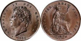 George IV to William IV (1820-1837)

GREAT BRITAIN. 1/2 Penny, 1826. London Mint. George IV. PCGS MS-64 Brown Gold Shield.

S-3824; KM-692. Presen...