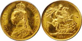 Victoria (1837-1901)

GREAT BRITAIN. 2 Pounds, 1887. London Mint. Victoria. PCGS MS-63.

S-3865; Fr-391; KM-768. A flashy example with pleasing, s...