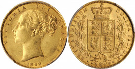 Victoria (1837-1901)

GREAT BRITAIN. Sovereign, 1852. London Mint. Victoria. PCGS AU-58 Gold Shield.

S-3852C; Fr-387e; KM-736.1. Variety with Ara...