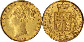 Victoria (1837-1901)

GREAT BRITAIN. Sovereign, 1853. London Mint. Victoria. PCGS AU-58 Gold Shield.

S-3852C; Fr-387e; KM-736.1. "WW" raised on t...