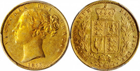 Victoria (1837-1901)

GREAT BRITAIN. Sovereign, 1853. London Mint. Victoria. PCGS AU-55 Gold Shield.

S-3852C; Fr-387e; KM-736.1. "WW" raised on t...