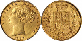 Victoria (1837-1901)

GREAT BRITAIN. Sovereign, 1862. London Mint. Victoria. PCGS AU-58 Gold Shield.

S-3852D; Fr-387e; KM-736.1. Wide Date variet...