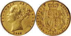 Victoria (1837-1901)

GREAT BRITAIN. Sovereign, 1866/5. London Mint. Victoria. PCGS AU-50 Gold Shield.

S-3853; Fr-387i; KM-736.2; Marsh-51A. Over...