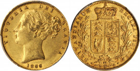 Victoria (1837-1901)

GREAT BRITAIN. Sovereign, 1866. London Mint. Victoria. PCGS AU-58 Gold Shield.

S-3853; Fr-387i; KM-736.2. Die #18. Retainin...