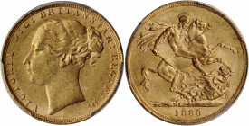 Victoria (1837-1901)

GREAT BRITAIN. Sovereign, 1880. London Mint. Victoria. PCGS AU-58 Gold Shield.

S-3856B; Fr-388; KM-752. Short Tail variety....
