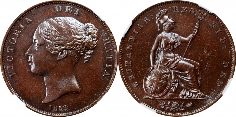 Victoria (1837-1901)

GREAT BRITAIN. Penny, 1853. London Mint. Victoria. NGC M...