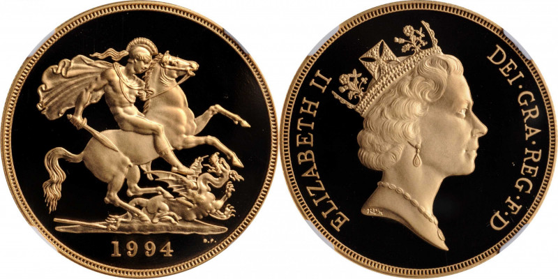 Edward VII to current (since 1902)

GREAT BRITAIN. 5 Pounds, 1994. Llantrisant...