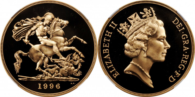 Edward VII to current (since 1902)

GREAT BRITAIN. 5 Pounds, 1996. Llantrisant...