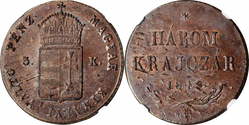 HUNGARY

HUNGARY. 3 Krajczar, 1849-NB. Nagybanya Mint. Franz Joseph I. NGC MS-...