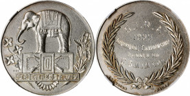 British India

INDIA. Persevere & Triumph Silver Medal, 1925. NGC MS-64.

Diameter: 40mm. Produced in Bangalore. Obverse: Elephant standing on pla...