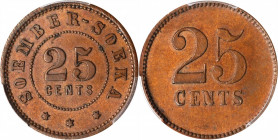 INDONESIA

INDONESIA. Java. Pasoeroehan (Pasuruan). Soember-Soeka Plantation. Copper 25 Cents Token, ND (ca. 1880-1910). PCGS MS-64 Brown Gold Shiel...
