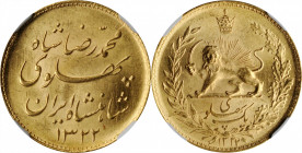 IRAN

IRAN. Pahlavi, SH 1322 (1943). Tehran Mint. NGC MS-66.

Fr-97; KM-1148. AGW: 0.2354 oz. A flashy Gem example of the type with brilliant, car...