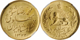 IRAN

IRAN. Pahlavi, SH 1322 (1943). Tehran Mint. NGC MS-65.

Fr-97; KM-1148. AGW: 0.2354 oz. Cartwheel luster creates a blazing effect. No distra...