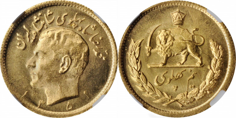 IRAN

IRAN. 1/2 Pahlavi, SH 1351 (1972). Tehran Mint. NGC MS-65.

Fr-102; KM...