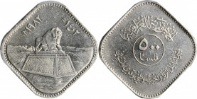IRAQ

IRAQ. 500 Fils ("Filsan"), AH 1402 //1982. Llantrisant Mint. PCGS MS-65 Gold Shield.

KM-168a. Restoration of Babel series. Diamond shaped. ...