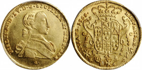 Italian States (including Papal and Vatican City)

ITALY. Naples & Sicily. 6 Ducati, 1765/4-G CCR. Naples Mint. Ferdinand IV. PCGS AU-58 Gold Shield...
