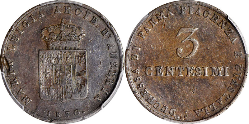 Italian States (including Papal and Vatican City)

ITALY. Parma. 3 Centesimi, ...
