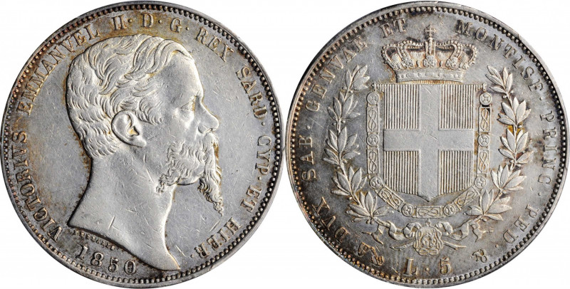 Italian States (including Papal and Vatican City)

ITALY. Sardinia. 5 Lire, 18...