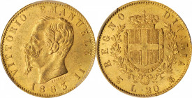 Italian Kingdom to current (since 1861)

ITALY. 20 Lire, 1863-T BN. Turin Mint. Vittorio Emanuele II. PCGS MS-63 Gold Shield.

Fr-11; KM-10.1. Pre...