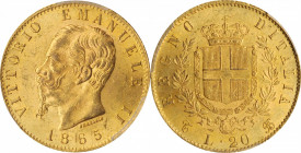 Italian Kingdom to current (since 1861)

ITALY. 20 Lire, 1865-T BN. Turin Mint. Vittorio Emanuele II. PCGS MS-63 Gold Shield.

Fr-11; KM-10.1. Qui...