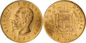 Italian Kingdom to current (since 1861)

ITALY. 20 Lire, 1873-M BN. Milan Mint. Vittorio Emanuele II. PCGS MS-63 Gold Shield.

Fr-13; KM-10.3. A c...