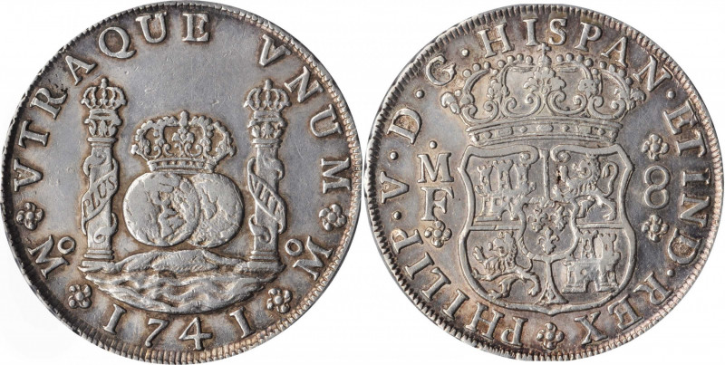 Pillars

MEXICO. 8 Reales, 1741-Mo MF. Mexico City Mint. Philip V. PCGS Genuin...