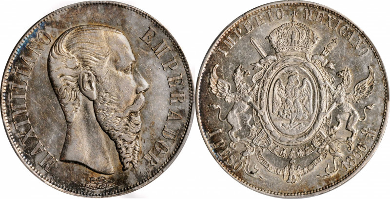 Empire of Maximilian

MEXICO. Peso, 1866-Mo. Mexico City Mint. Maximilian I. P...