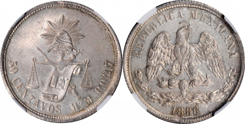 Republic Decimal

MEXICO. 50 Centavos, 1886-Mo M. Mexico City Mint. NGC MS-63....