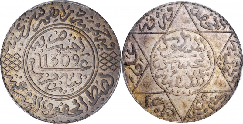 MOROCCO

MOROCCO. 5 Dirhams, AH 1309 (1892). Paris Mint. Moulay al-Hasan I. PC...