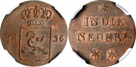 NETHERLANDS EAST INDIES

NETHERLANDS EAST INDIES. Kingdom of the Netherlands. Sumatra. Copper Duit Pattern, 1836. Utrecht Mint. William I. NGC MS-63...
