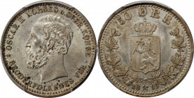 NORWAY

NORWAY. 50 Ore, 1899. Kongsberg Mint. Oscar II. PCGS MS-64 Gold Shield.

KM-356; Ahl-64. Pop: 1, none graded finer by PCGS. A lovely, shar...