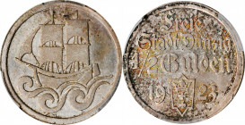 DANZIG

POLAND. DANZIG. 1/2 Gulden, 1923. Utrecht Mint. PCGS MS-63 Gold Shield.

KM-144; J-D6. Featuring a mix of steel gray and rose-burgundy, th...