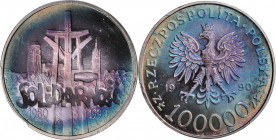 POLAND

POLAND. 100000 Zlotych, 1990. Warsaw Mint. PCGS MS-68 Gold Shield.

KM-Y-196.1; Par-619. Large size (39mm). Exceeded in the PCGS census by...