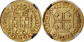 PORTUGAL

PORTUGAL. 1000 Reis, 1717. Lisbon Mint. Joao V. NGC EF-45.

Fr-98; KM-182. A wholesome and fairly SCARCE example with mostly soft yellow...