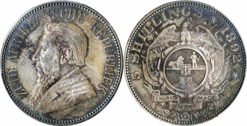 SOUTH AFRICA

SOUTH AFRICA. 5 Shillings, 1892. Berlin Mint. PCGS Genuine--Clea...