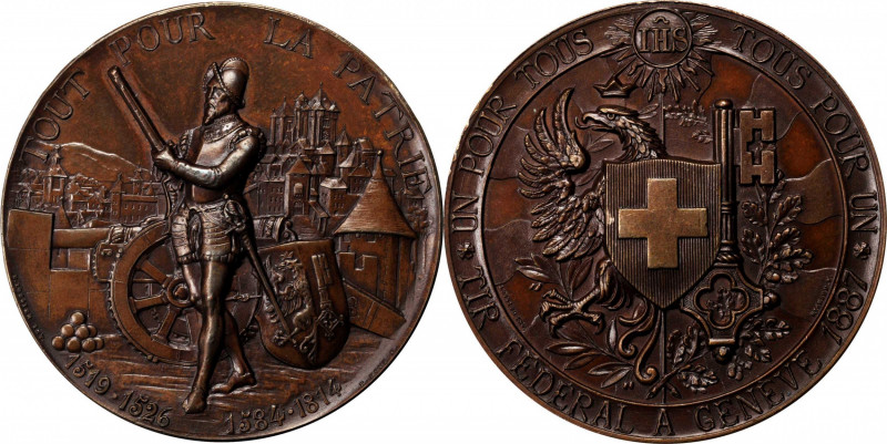 SWITZERLAND

SWITZERLAND. Geneva Shooting Festival Bronze Medal, 1887. GEM UNC...