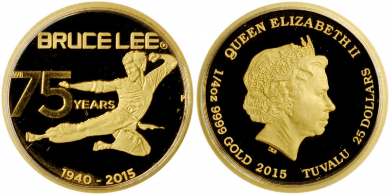 TUVALU

TUVALU. 75th Anniversary of the Birth of Bruce Lee Gold Medal, 2015-P....