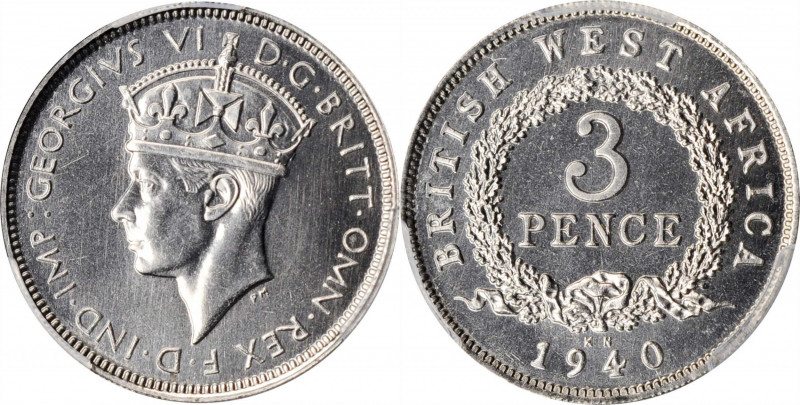 BRITISH WEST AFRICA

BRITISH WEST AFRICA. 3 Pence, 1940-KN. Kings Norton Mint....