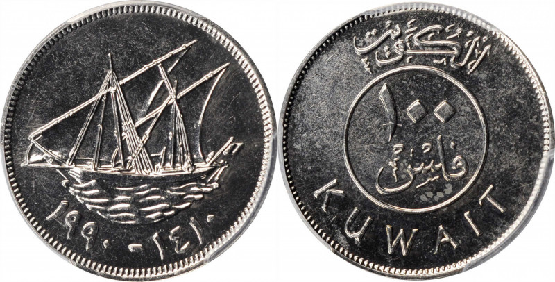 KUWAIT

KUWAIT. 100 Fils, AH 1410/1990. Llantrisant Mint. PCGS SPECIMEN-66 Gol...