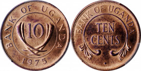 UGANDA

UGANDA. 10 Cents, 1975. PCGS SPECIMEN-65 Red Brown Gold Shield.

KM-2. Despite its red-brown designation, this Gem presents a nearly full ...