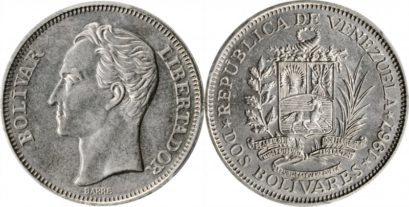 VENEZUELA

VENEZUELA. 2 Bolivares, 1967. London or Llantrisant Mint. PCGS SPEC...