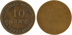 Louis XVIII, 10 centimes uniface, Fabrique du Vast (Manche)
A/FABRIQUE DU VAST// P. F. FONTENILLIAT
Au centre : 10/ CENT.
Uniface
SUP, R, Bronze, ...