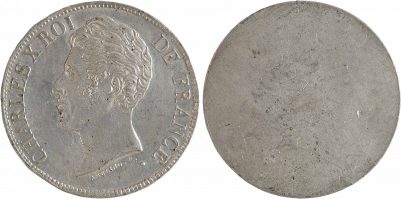 Charles X, concours de 5 francs, cliché d'avers en étain par Ameling, s.d. (1824...